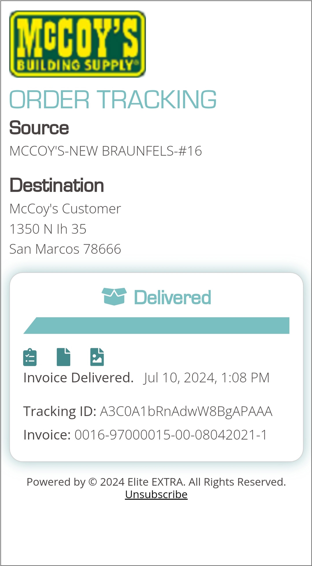 tracking delivered tracking delivered