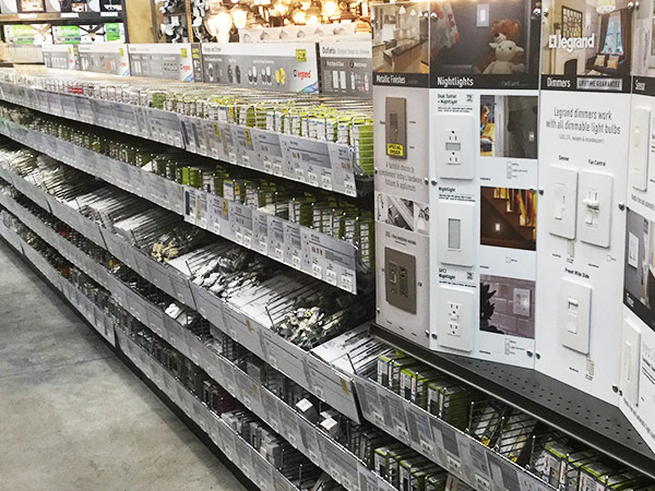 electrical outlet aisle in store