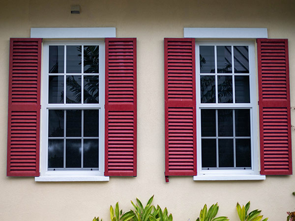 Red painted shutters Painting Shutters